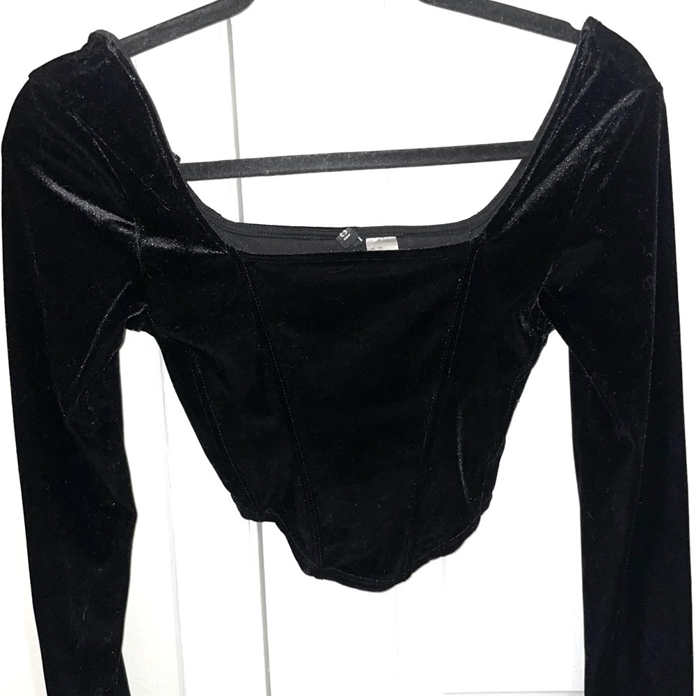 Black Long-sleeve Corset Top
